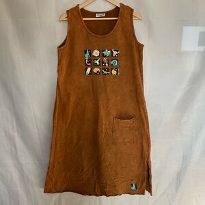 Vintage 90s Cactus Bay Cotton Terry Nature Print Midi Maxi Dress